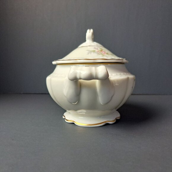 Arcadian Porcelain Fine China Old Rose Sugar Bowl Lidded Floral - Picture 2 of 15